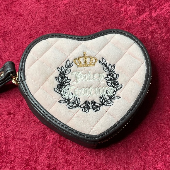 Juicy Couture Handbags - Juicy Couture Royal Heart Shaped Wristlet Wallet, pink & chocolate, EUC, Y2K